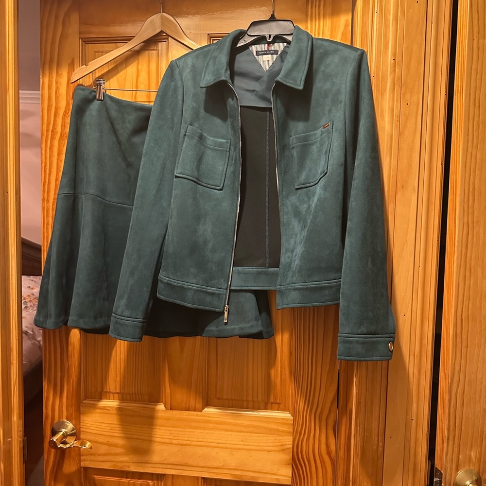 Tommy Hilfiger Teal Blazer and Skirt Set